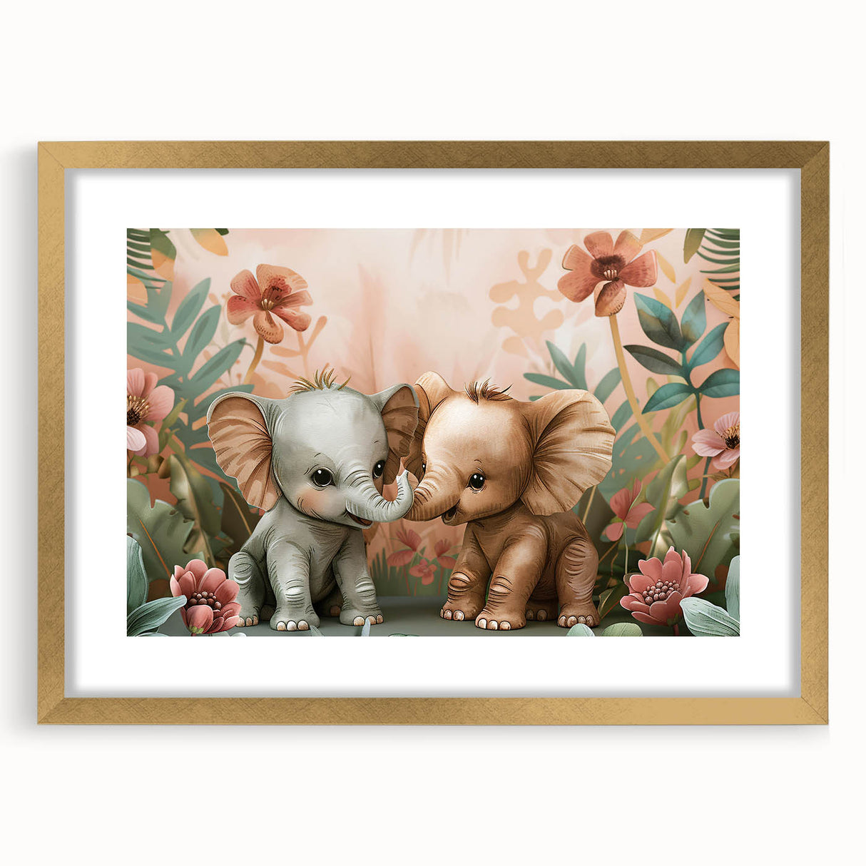 Playful Elephants - Kids Room Wall Art Canvas and Framed Options