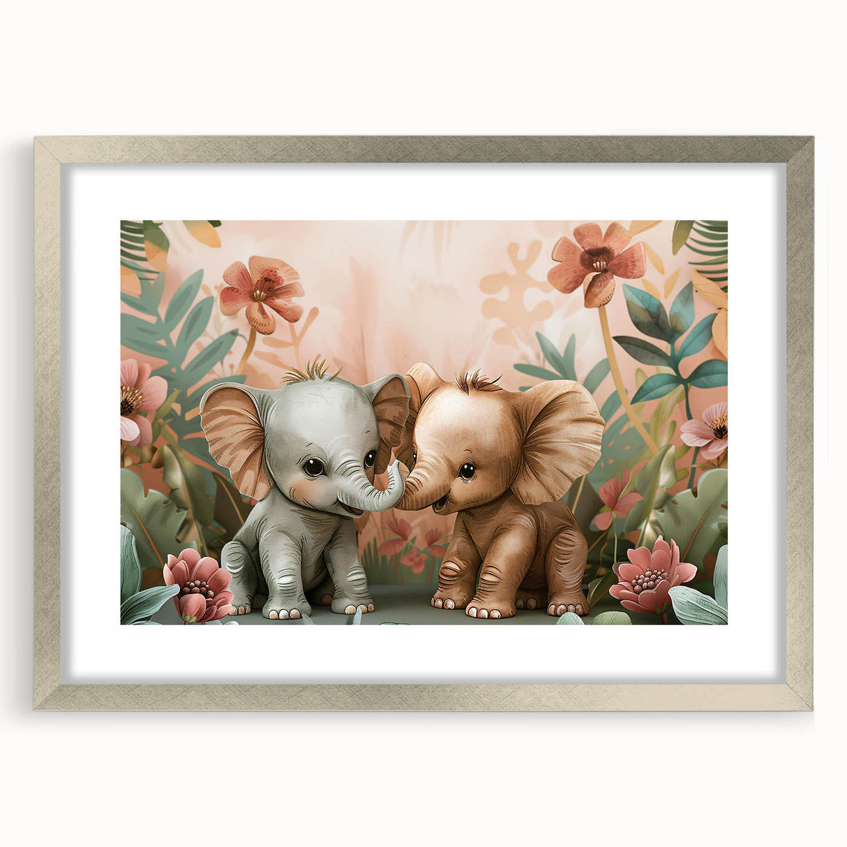 Playful Elephants - Kids Room Wall Art Canvas and Framed Options
