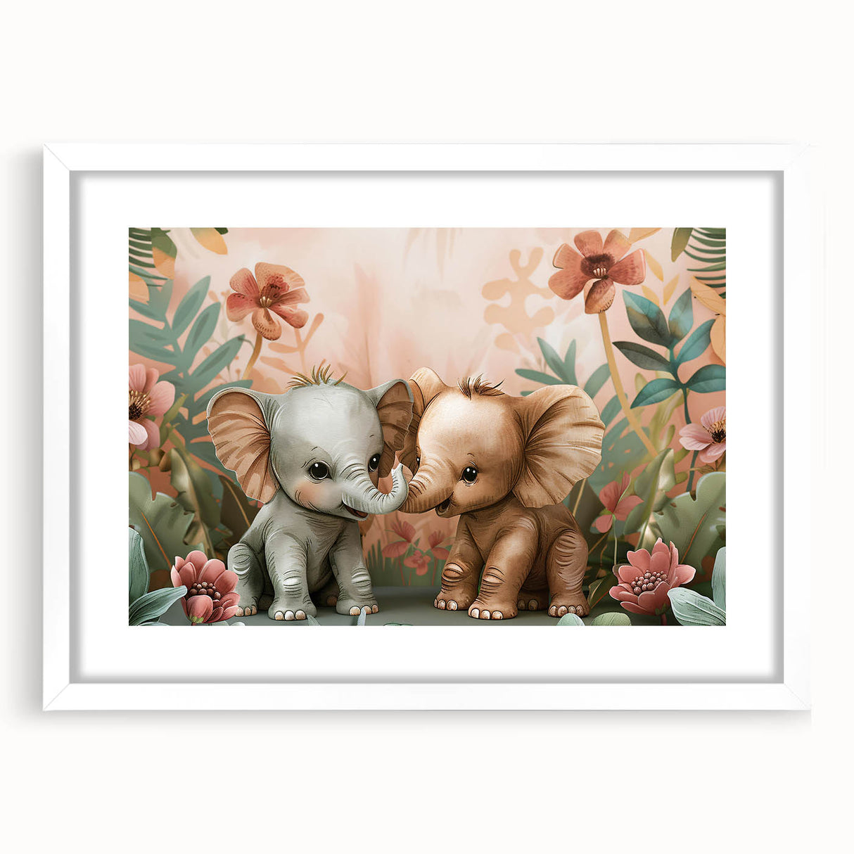 Playful Elephants - Kids Room Wall Art Canvas and Framed Options