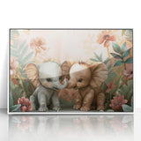 Playful Elephants - Kids Room Wall Art Canvas and Framed Options