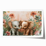 Playful Elephants - Kids Room Wall Art Canvas and Framed Options
