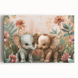 Playful Elephants - Kids Room Wall Art Canvas and Framed Options