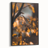 Black and white landscape painting on framed canvas depicting a serene autumn scene, ideal for bedroom decor.
