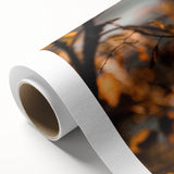 Art deco poster featuring autumn trees in orange and red hues on rolled canvas, ideal for nursery wall art.