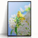 Large abstract wall art featuring vibrant spring colors on a black acrylic frame, ideal for modern living room decor.