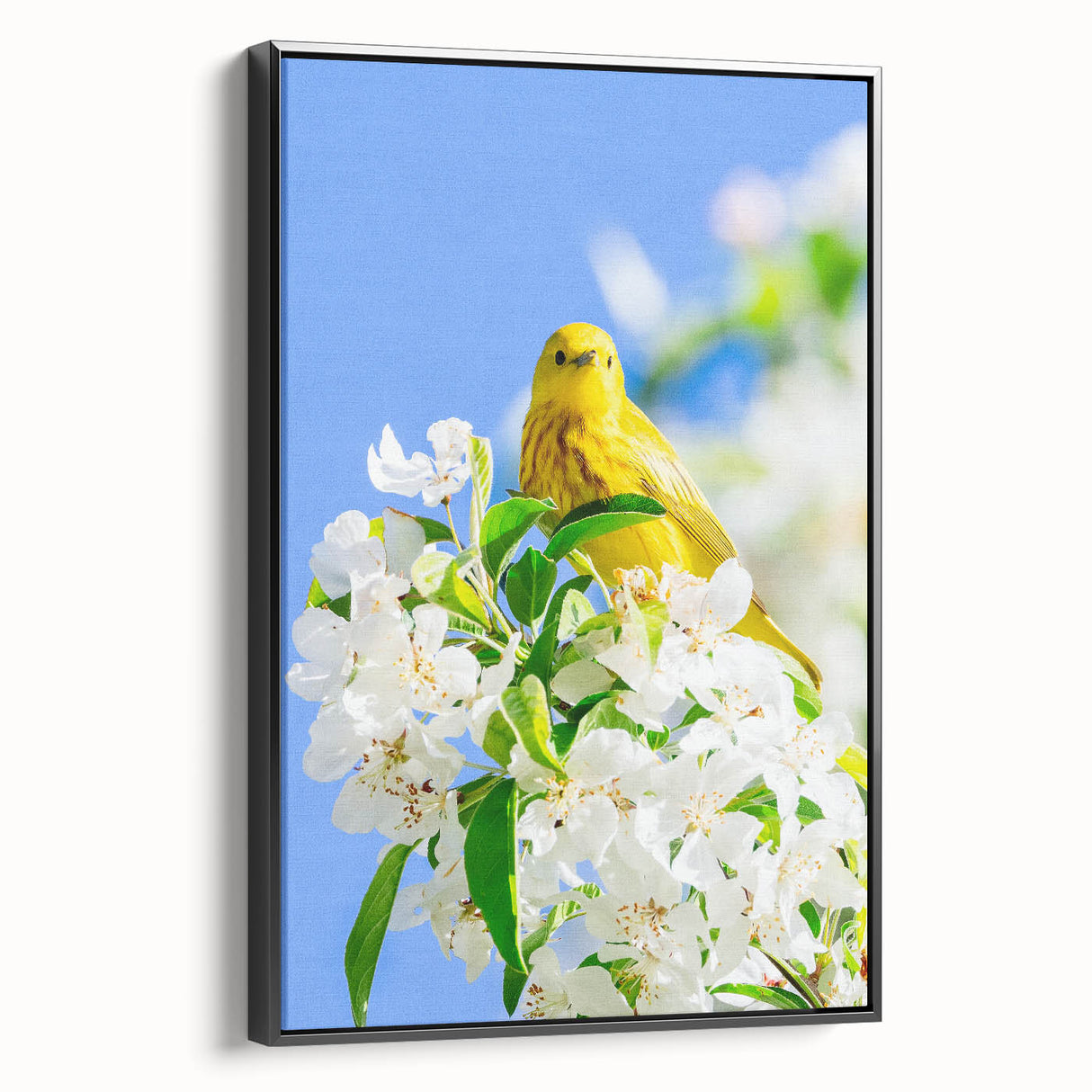 Black and white vintage poster art of a spring landscape on framed canvas, suitable for bedroom decor.
