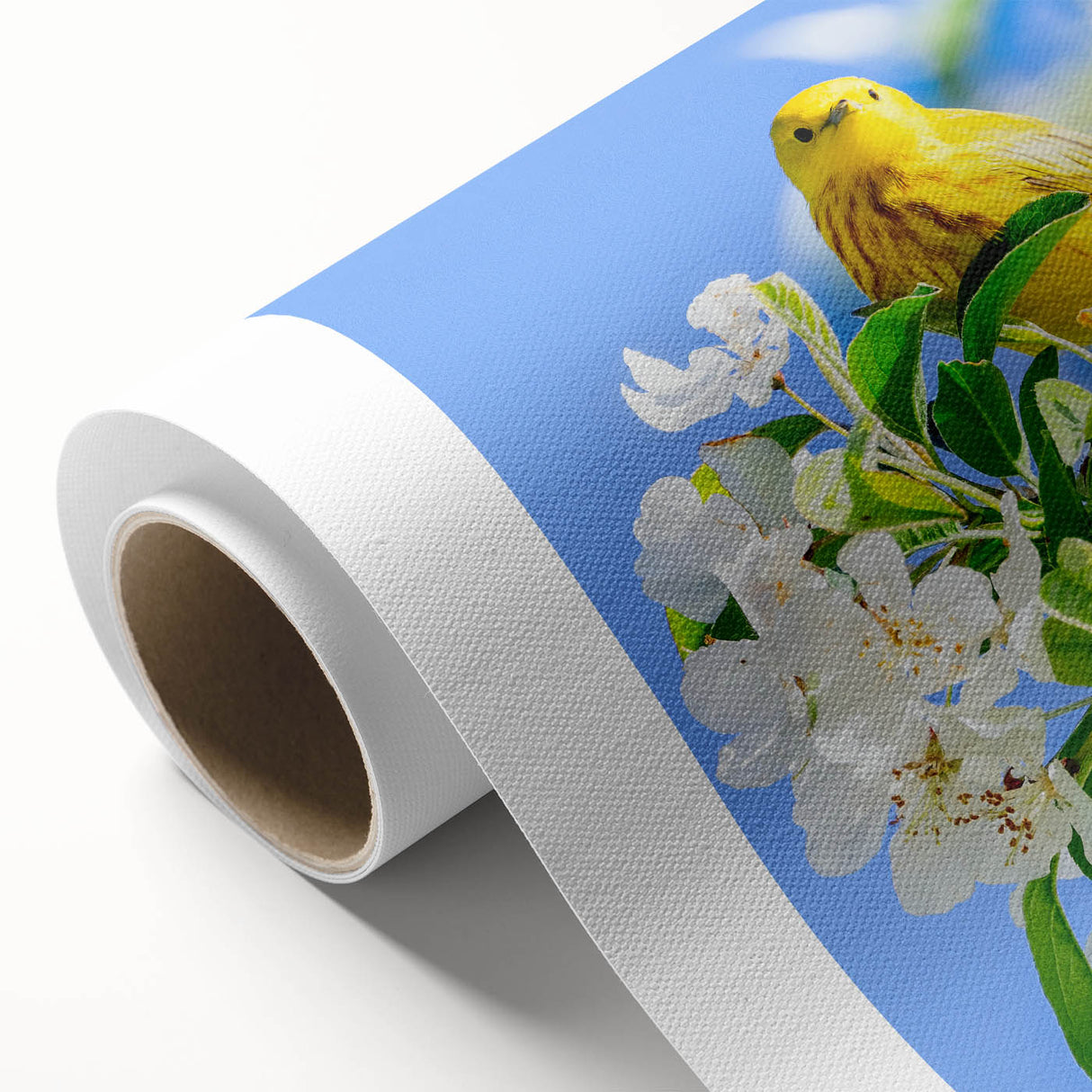 Art Deco poster featuring spring-themed motifs in pastel colors on rolled canvas, ideal for nursery wall art.