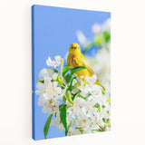Spring-themed stretched canvas depicting blooming trees in pastel shades, ideal for kitchen wall art.