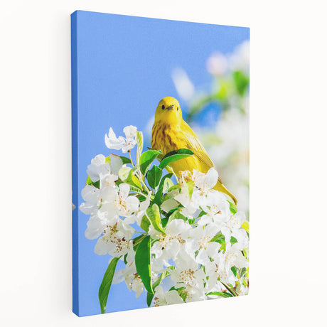 Spring-themed stretched canvas depicting blooming trees in pastel shades, ideal for kitchen wall art.