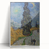 A mid-century modernist art piece depicting a simplified abstract design in vibrant primary colors, framed in white acrylic.