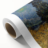 Art deco-style rolled canvas featuring a colorful Van Gogh painting, suitable as nursery wall art or in a dining room.
