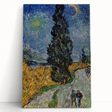 Large black and white stretched canvas print of Van Gogh's 'Starry Night', ideal for kitchen wall art.