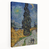 Side view of a large stretched canvas depicting Van Gogh's Starry Night, ideal for kitchen wall art.