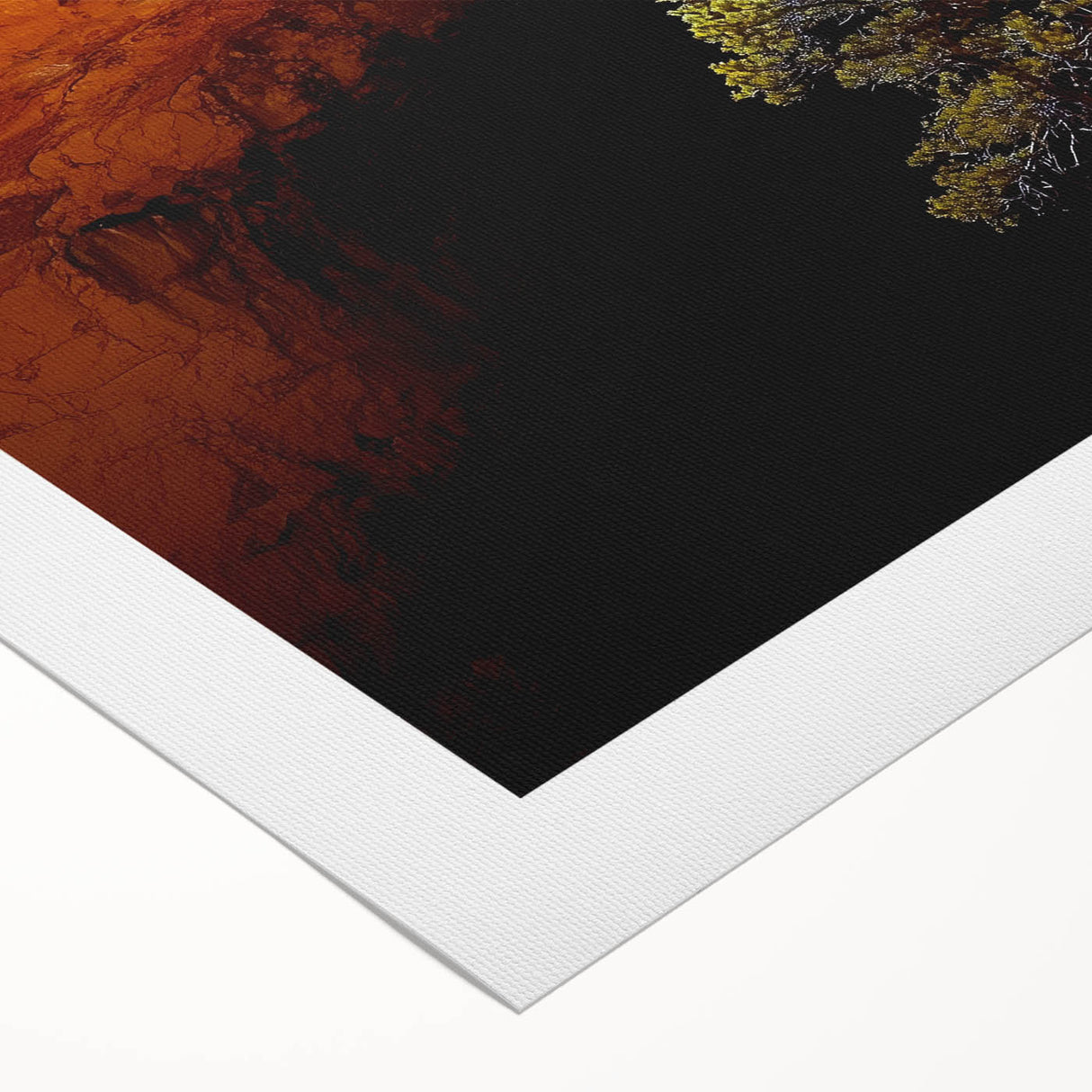 Stunning rolled canvas artwork depicting a vibrant landscape with caves, showcasing rich colors and intricate details, ideal for home decor and art collectors.