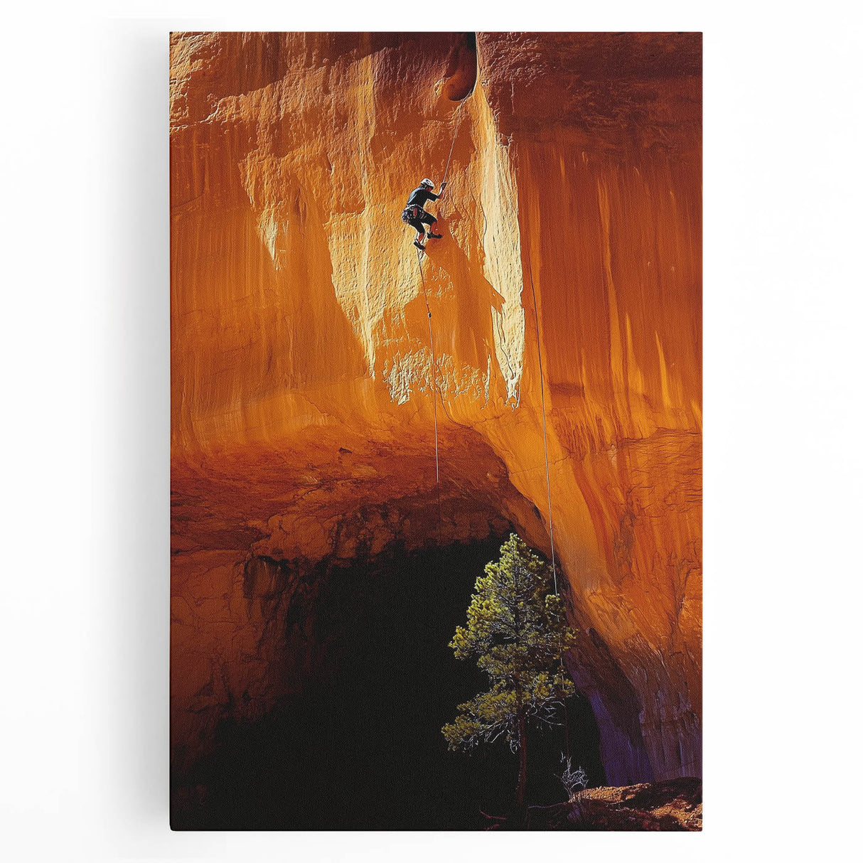 Stretched canvas artwork depicting a vibrant cave landscape with intricate details and rich colors, ideal for enhancing home decor and artistic ambiance.