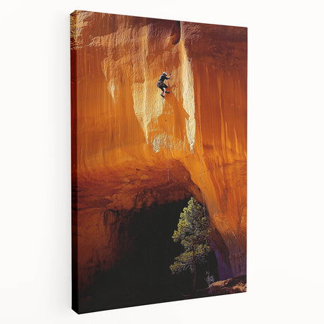 Stretched canvas artwork showcasing a vibrant landscape with intricate cave formations, emphasizing natural textures and rich colors, ideal for enhancing home decor.