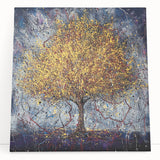 Canvas Art for Dining Area – Vibrant Tree Painting with Yellow Tones