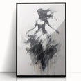 Abstract figurative art piece framed in black acrylic, showcasing vibrant colors and intricate shapes, perfect for modern decor in living spaces or galleries.