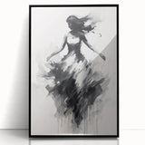 Abstract figurative art piece framed in black acrylic, showcasing vibrant colors and intricate shapes, perfect for modern decor in living spaces or galleries.