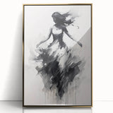 Abstract figurative framed acrylic artwork with gold accents, showcasing a modern design that adds elegance to any space, perfect for contemporary decor.