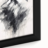 Close-up of a framed abstract figurative canvas artwork showcasing vibrant colors and intricate details, perfect for modern home decor and artistic expression.