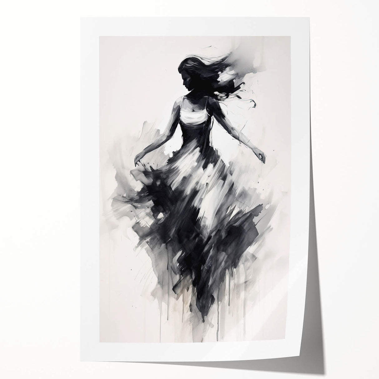 Abstract figurative rolled print showcasing vibrant colors and dynamic shapes, elegantly packaged in a protective cardboard tube, perfect for home decor.