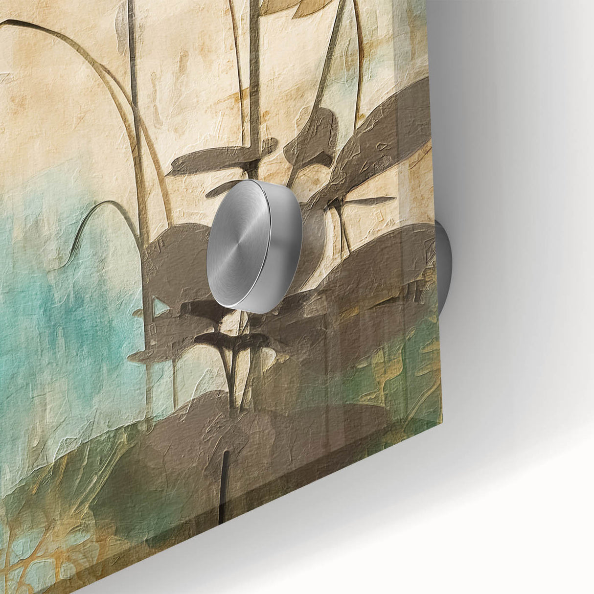 Close-up of vibrant abstract floral wall art on acrylic glass, showcasing intricate colors and textures, ideal for modern home decor and artistic ambiance.