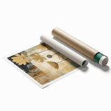 Abstract floral wall art print showcasing vibrant colors and intricate patterns, rolled and ready for display. Ideal for modern home decor and art enthusiasts.