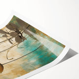 Vibrant abstract floral wall art print showcasing bold colors and intricate patterns, elegantly rolled and ready for display, enhancing any modern decor.