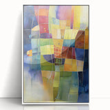 Framed acrylic artwork featuring a modern abstract geometric design in white, showcasing sharp angles, clean lines, and a contemporary aesthetic suitable for minimalist decor.