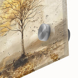 Close-up of abstract landscape wall art showcasing vibrant colors and fluid shapes, printed on acrylic glass to enhance visual depth and texture.