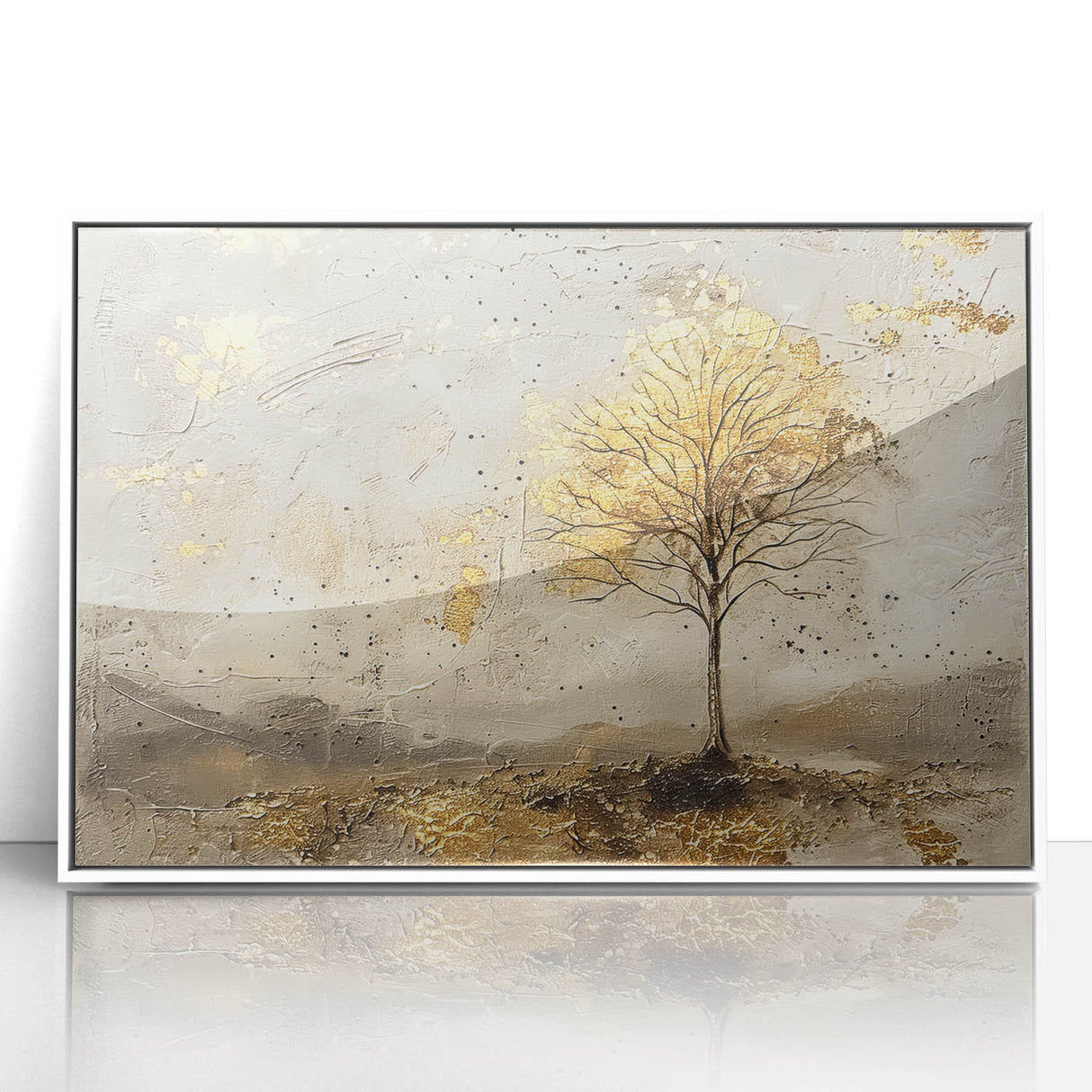 Framed acrylic wall art displaying an abstract landscape design with soft blue and gray tones, set against a white background, perfect for modern home decor.