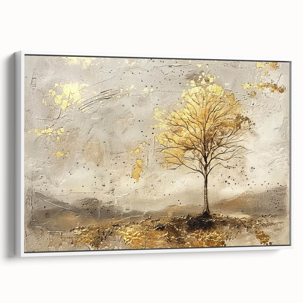 Framed abstract landscape wall art in soft hues of blue, green, and white, showcasing a serene nature scene from a side view, perfect for modern home decor.