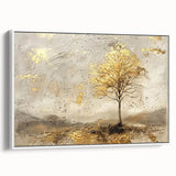 Framed abstract landscape wall art in soft hues of blue, green, and white, showcasing a serene nature scene from a side view, perfect for modern home decor.