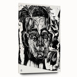 Expressionist Art - Monochrome Portrait in Bold Woodcut Style