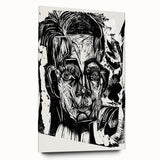 Expressionist Art - Monochrome Portrait in Bold Woodcut Style