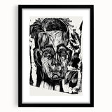 Expressionist Art - Monochrome Portrait in Bold Woodcut Style