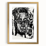 Expressionist Art - Monochrome Portrait in Bold Woodcut Style