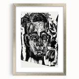 Expressionist Art - Monochrome Portrait in Bold Woodcut Style