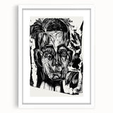 Expressionist Art - Monochrome Portrait in Bold Woodcut Style