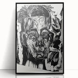 Expressionist Art - Monochrome Portrait in Bold Woodcut Style