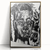 Expressionist Art - Monochrome Portrait in Bold Woodcut Style