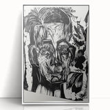 Expressionist Art - Monochrome Portrait in Bold Woodcut Style