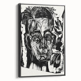 Expressionist Art - Monochrome Portrait in Bold Woodcut Style