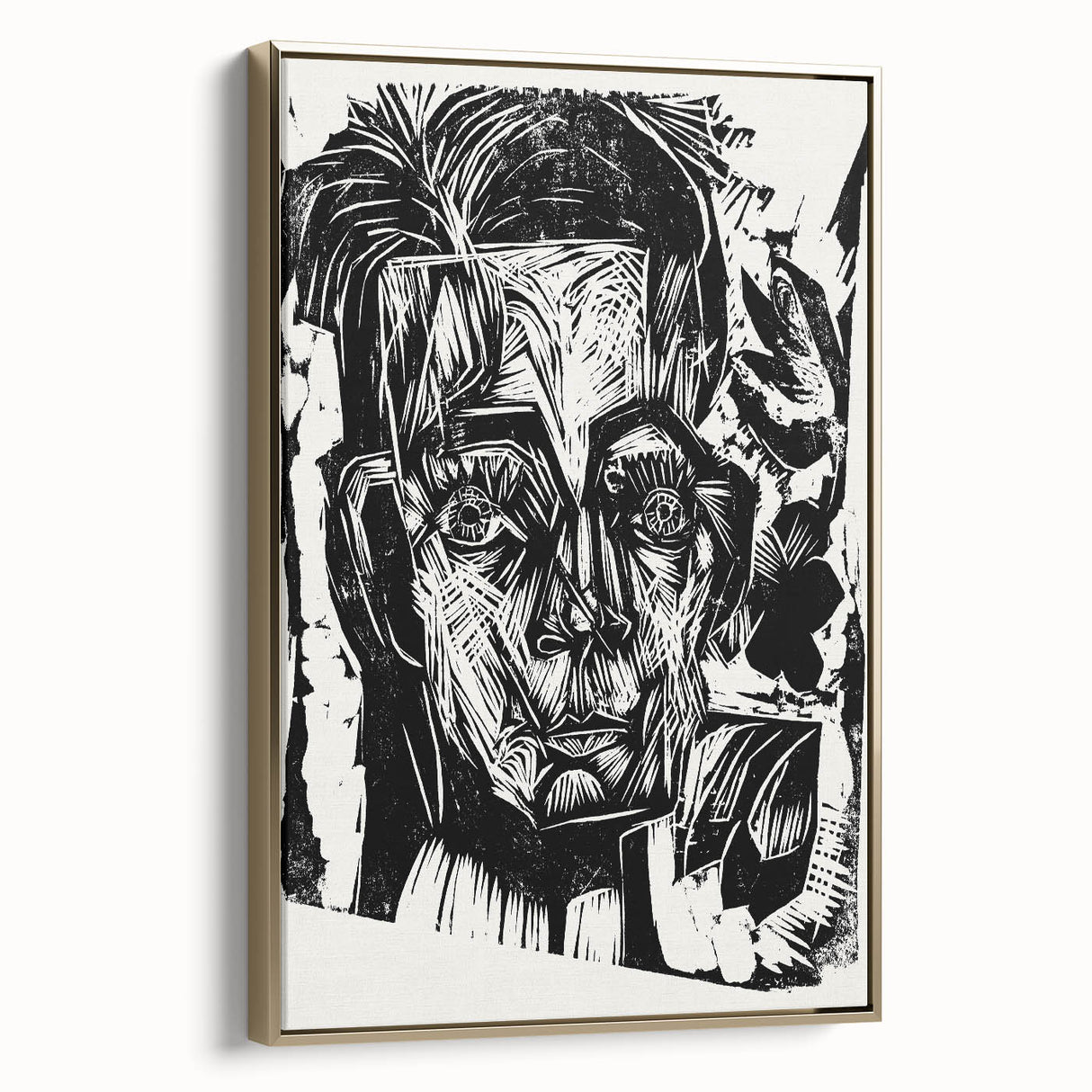 Expressionist Art - Monochrome Portrait in Bold Woodcut Style