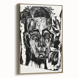Expressionist Art - Monochrome Portrait in Bold Woodcut Style