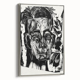 Expressionist Art - Monochrome Portrait in Bold Woodcut Style