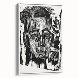 Expressionist Art - Monochrome Portrait in Bold Woodcut Style