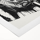 Expressionist Art - Monochrome Portrait in Bold Woodcut Style