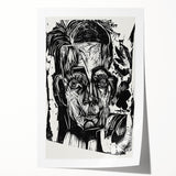 Expressionist Art - Monochrome Portrait in Bold Woodcut Style